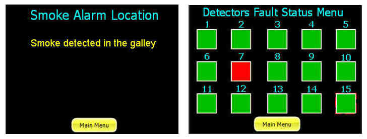 Smoke detector fault location menu